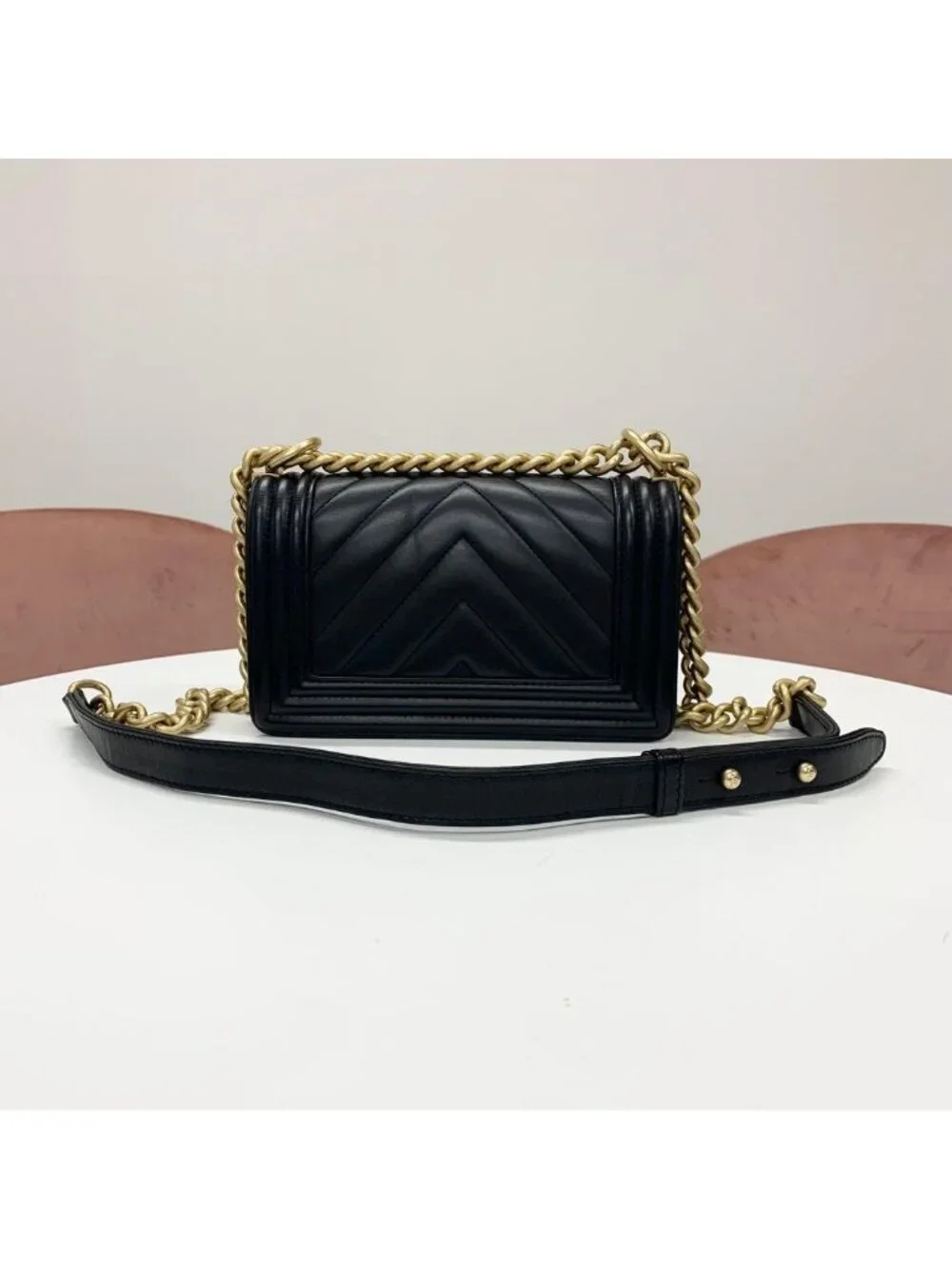 Chanel Boy 20 Lambskin CC Logo Small Stitch Bag